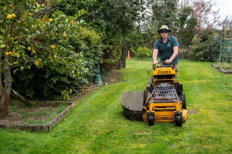 Gardener Maintains Lush Lawn